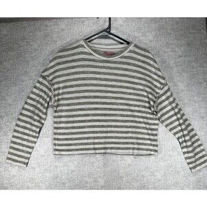 Pony Tails Junior’s Green/ White Striped Long Sleeve Crop Sweater Size M 10/12